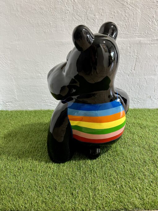 Hippopotame noir marinière multicolore – Image 3